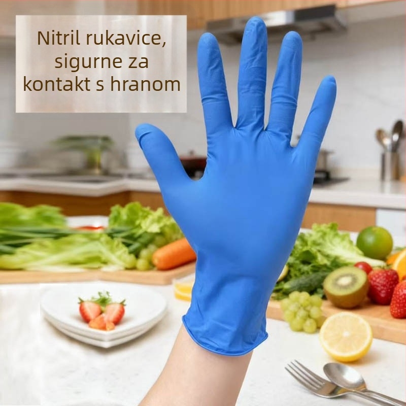 Jednokratne nitrilne rukavice, bez praha, 5 g, otporne na ulje i kiseline i baze, kvalitete hrane