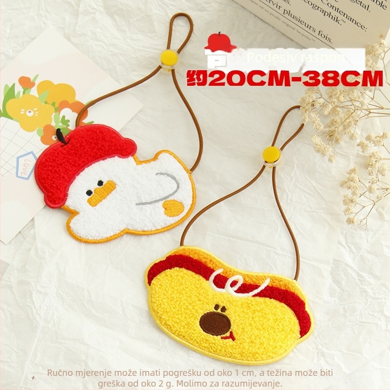 Pet cartoon-embroidered bib with towel, felt material, adjustable collar