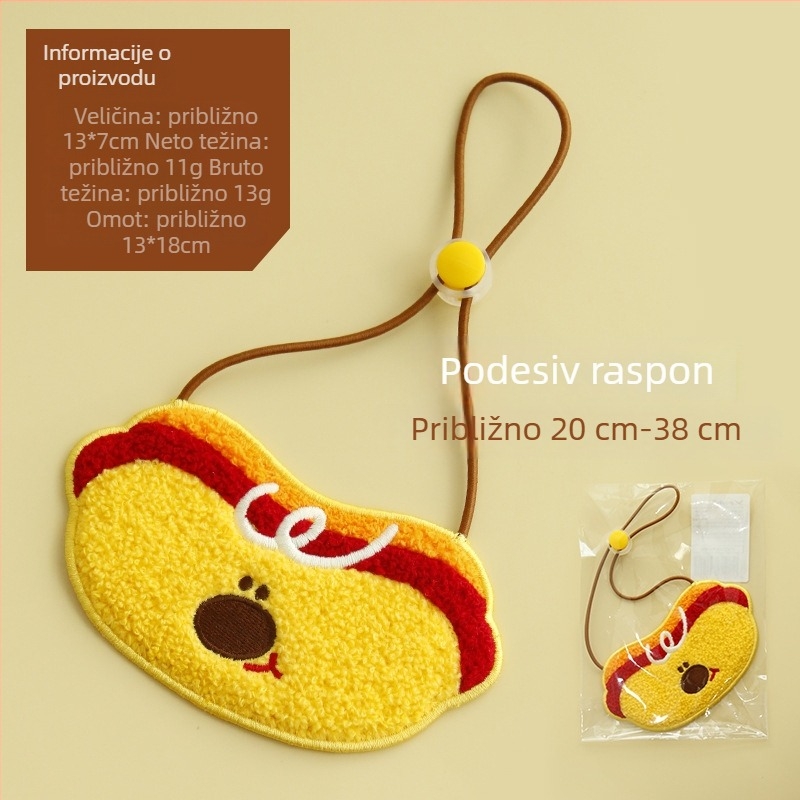 Pet cartoon-embroidered bib with towel, felt material, adjustable collar
