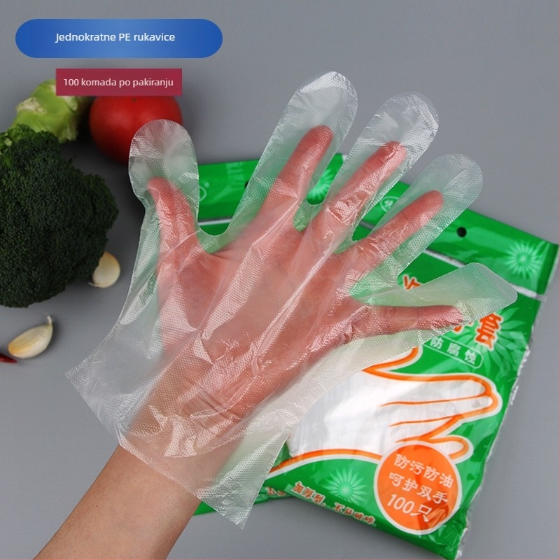 Jednokratne PE rukavice, prozirne, otporne na ulje, debljina 1 Silk, 100 komada u pakiranju