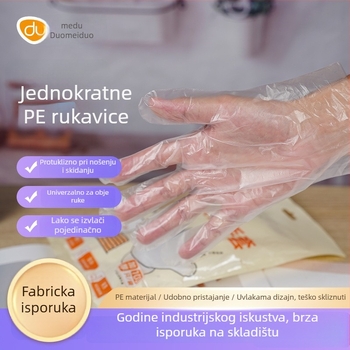 Jednokratne PE rukavice, prozirni uzorak, zaštita od prašine, 100 komada