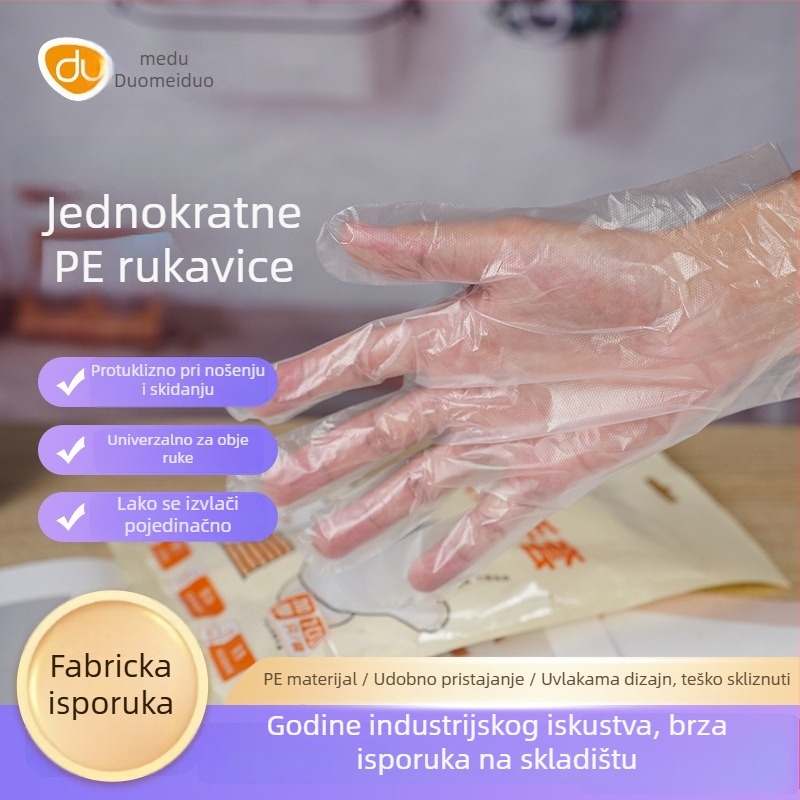 Jednokratne PE rukavice, prozirni uzorak, zaštita od prašine, 100 komada