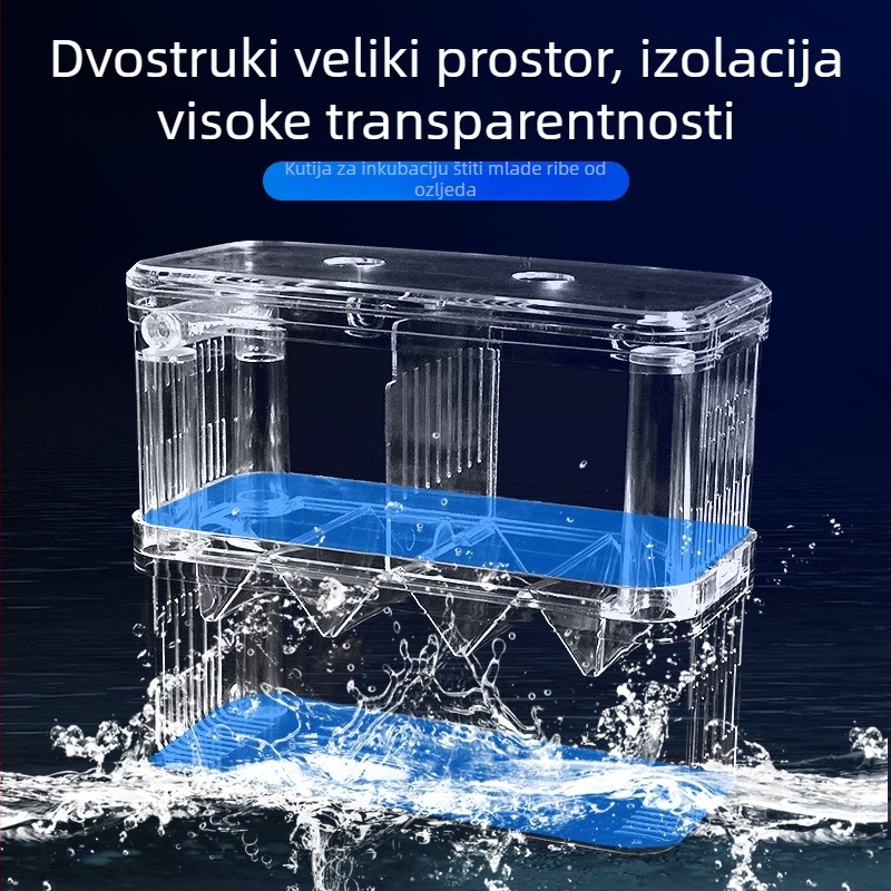 Kutija za inkubaciju akvarija s vanjskim kukom, prozirna PC kutija za izleganje guppyja
