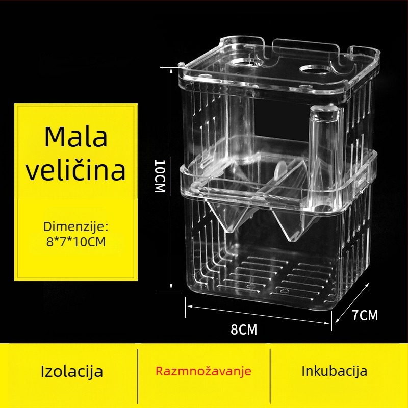 Kutija za inkubaciju akvarija s vanjskim kukom, prozirna PC kutija za izleganje guppyja