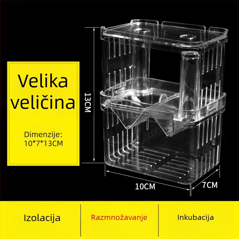 Kutija za inkubaciju akvarija s vanjskim kukom, prozirna PC kutija za izleganje guppyja