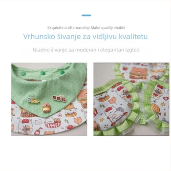 Triangularni šal za ljubimce, karikaturni uzorak, materijal: Octamine čisto pamuk platno, twill tkanina, otisak