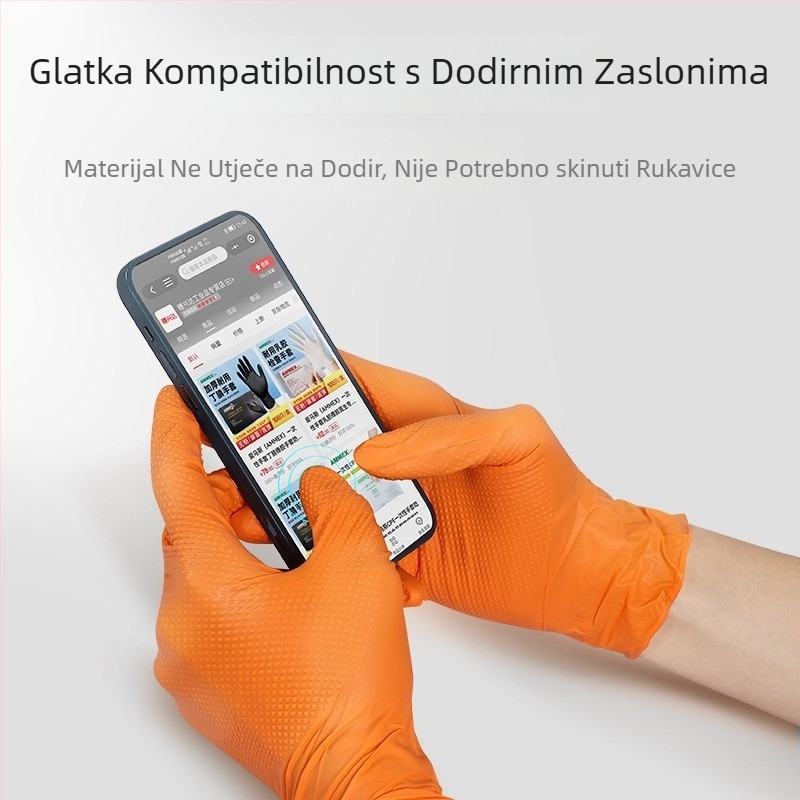 Nitril rukavice Yingke, jednokratne, s dijamantnim uzorkom, debeli, otporni na klizanje, otporni na ulje, zaštita ruku