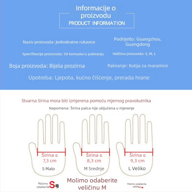 Jednokratne PVC rukavice za kozmetičku industriju, tetoviranje i vezenje