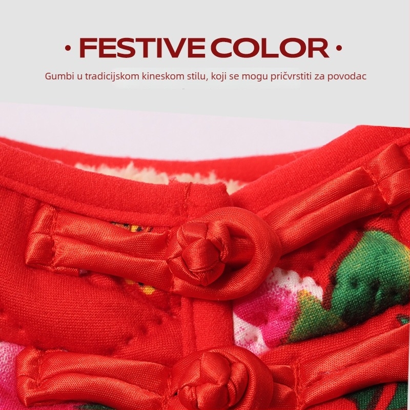 Poliesterski izolirani kaput za psa, jesen-zima, motiv zmaja, kineski stil