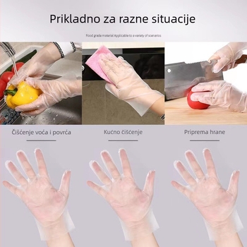 Jednokratne TPE rukavice, debelih, prehrambene kvalitete, prozirne, za kućno čišćenje, kutija od 100 kom