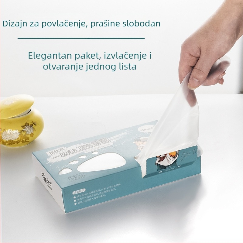 Jednokratne CPE rukavice, debeli, protuklizni, prozirni, za prehrambenu uslugu, 100 komada u kutiji