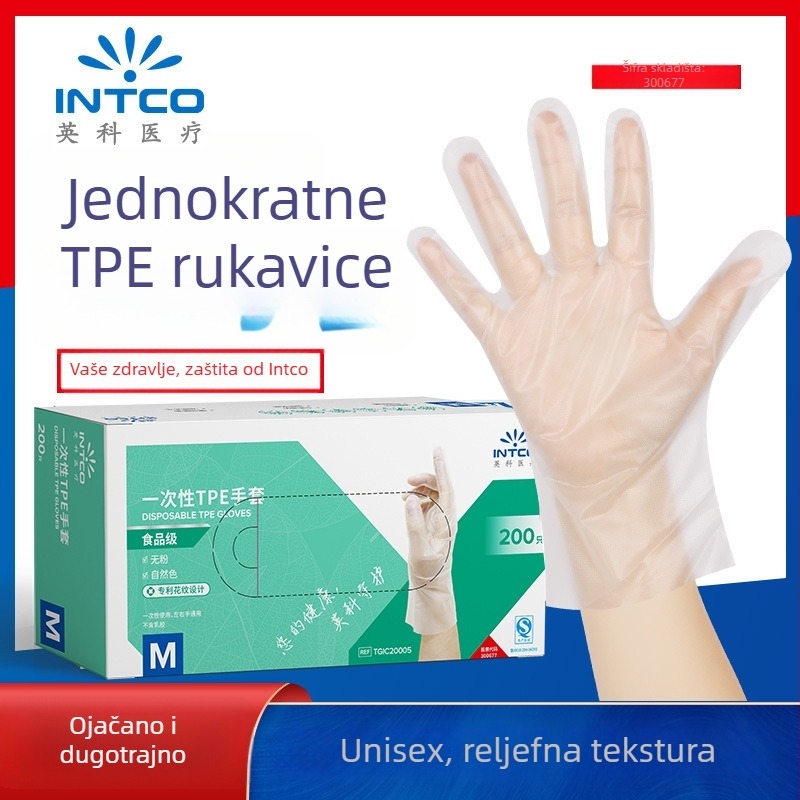 INTCO Medical Jednokratne TPE rukavice – kvalitete za hranu, prozirne, debele i izdržljive