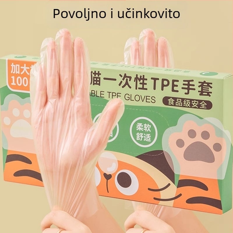 Jednokratne plastične rukavice, prozirne, protuklizne, 100 komada (rok trajanja: 1 godina)