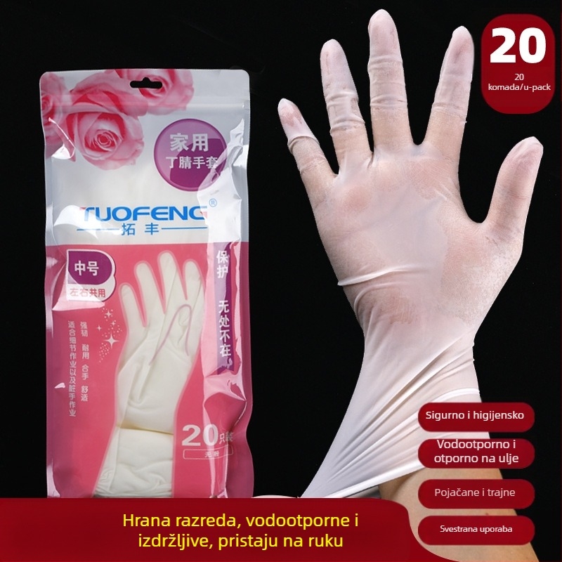 Jednokratne nitril rukavice, produžene za kuhinju i catering, vodootporne, opća debljina, pakiranje 2 komada