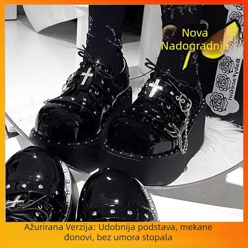 Ženske Mary Jane platforme, debelim potplatom, okrugli vrh, 3–5 cm peta, japanski stil, Y2K goth-punk