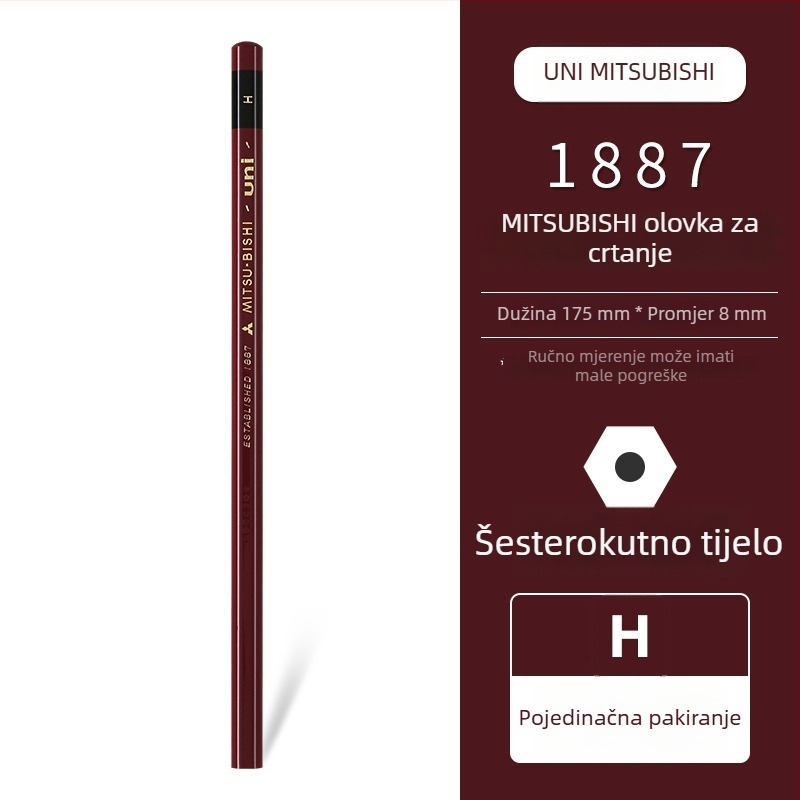 Uni Pencil Mitsubishi 1887 olovka za ispitivanje tvrdoće 6B-9H za skice i crtanje