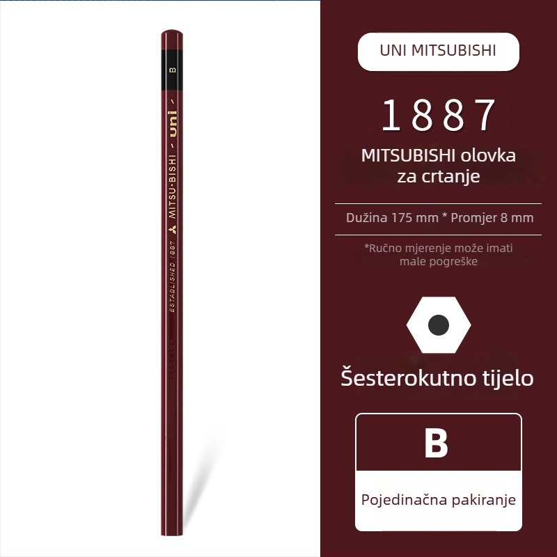 Uni Pencil Mitsubishi 1887 olovka za ispitivanje tvrdoće 6B-9H za skice i crtanje