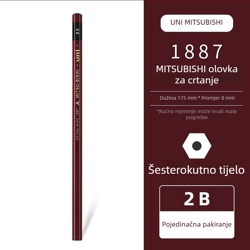 Uni Pencil Mitsubishi 1887 olovka za ispitivanje tvrdoće 6B-9H za skice i crtanje