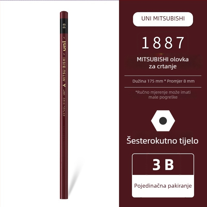 Uni Pencil Mitsubishi 1887 olovka za ispitivanje tvrdoće 6B-9H za skice i crtanje