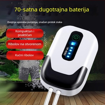 Prijenosni aerator s pumpom za kisik za akvarij i ribolov – USB, litijska baterija, velika kapacitet zraka, dugotrajna baterija, dvostruka namjena za akvarij i ribolov