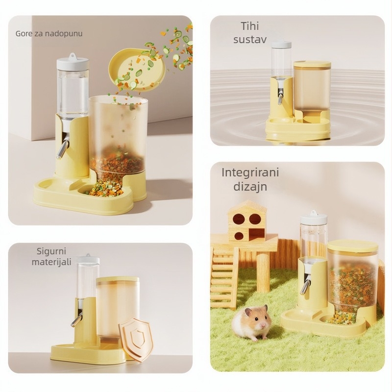 Dvoslojna zdjela za vodu i hranilica za hrčke s automatskim doziranjem, PP materijal