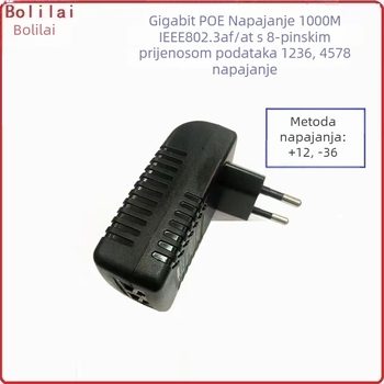 PoE napajanje s prekidačem za bežični AP i mrežni most, 48V 0.5A, 24W, Direct-Plug, 80% učinkovitost