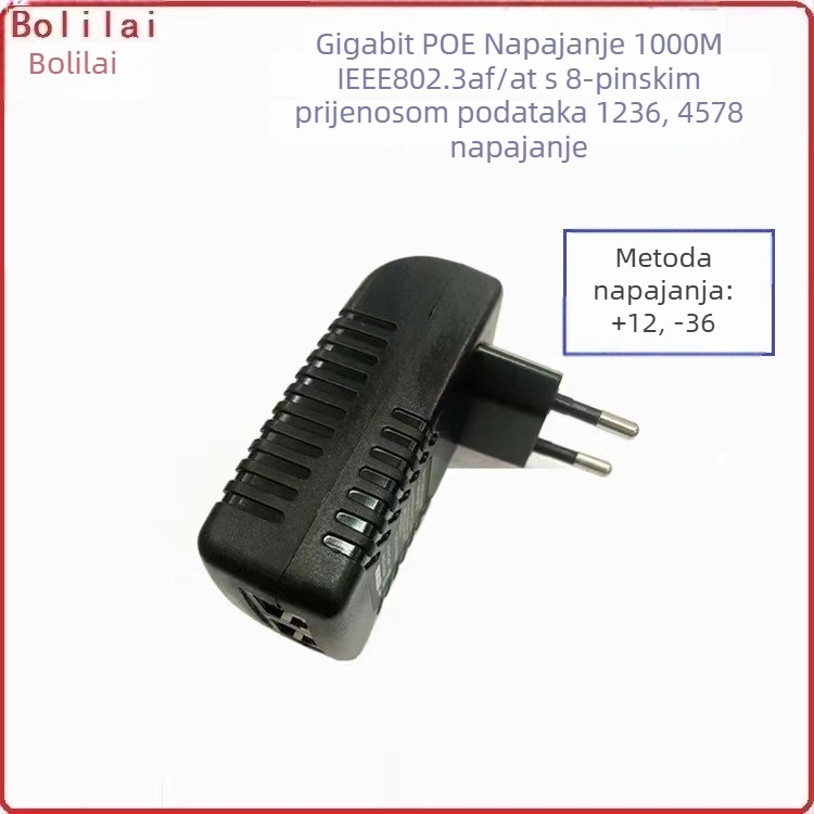 PoE napajanje s prekidačem za bežični AP i mrežni most, 48V 0.5A, 24W, Direct-Plug, 80% učinkovitost