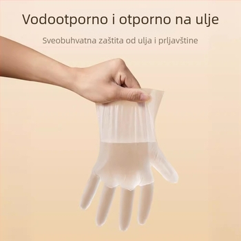 Jednokratne rukavice za kuhinju, prehrambena kvaliteta, debljina 2 mm, prozirne, protuklizne
