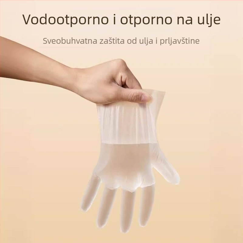 Jednokratne rukavice za kuhinju, prehrambena kvaliteta, debljina 2 mm, prozirne, protuklizne