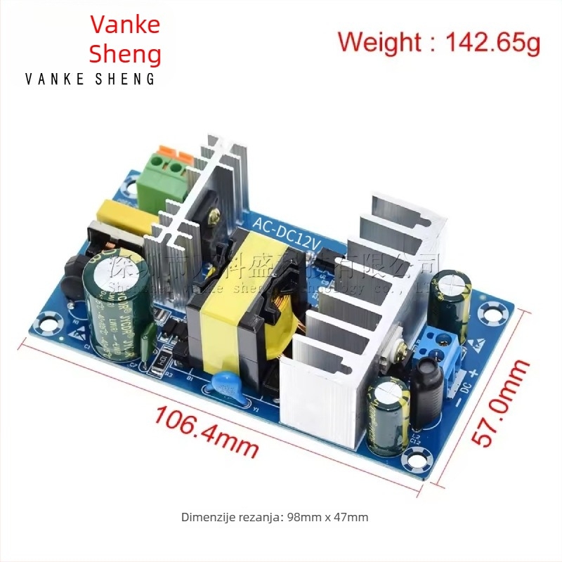 Industrijske klase 12V 8A prekidačko napajanje - modulna ploča, 100W, ulaz AC85-265V, izlaz DC12V, gola ploča
