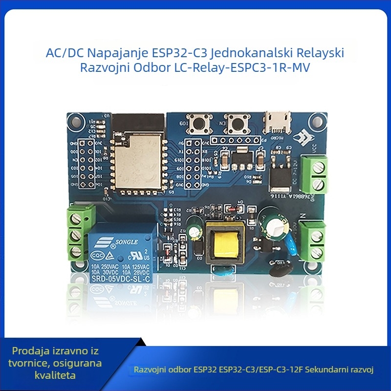LC modul s jednim relejem, napajan AC/DC, WiFi i BLE, razvojna ploča ESP32-C3/ESP-C3-12F (LC-Relay-ESPC3-1R-MV, 10A, <36V)