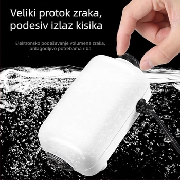 Mala akvarijska pumpa za kisik, ultra tiha, podesiv protok zraka, motor s bakrenim jezgrom, integrirana zračna komora, kamen za mjehuriće uključen