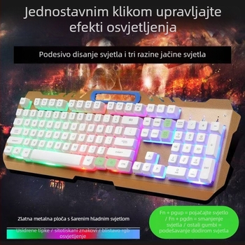 Žični set tipkovnice i miša s USB priključcima, optički 1200 DPI, LED osvjetljenje, za desktop i laptop