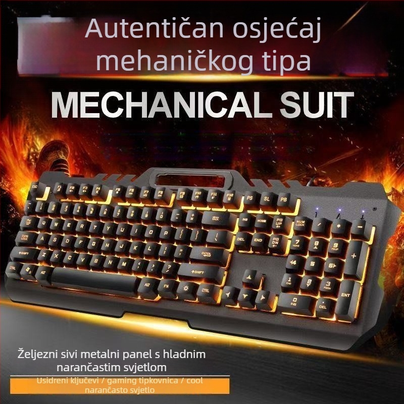 Žični set tipkovnice i miša s USB priključcima, optički 1200 DPI, LED osvjetljenje, za desktop i laptop