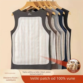 Muška termalna vesta s dvostrukim slojem, okrugli izrez, debeli materijal 201-250 g/m², acetate fiber 95-100%