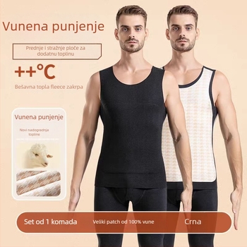 Muška termalna vesta s dvostrukim slojem, okrugli izrez, debeli materijal 201-250 g/m², acetate fiber 95-100%