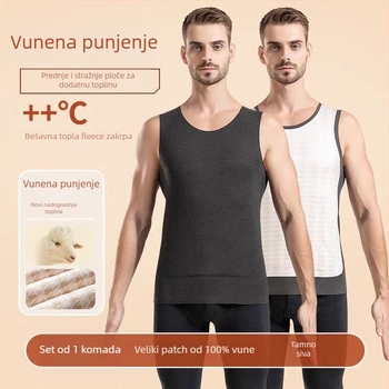 Muška termalna vesta s dvostrukim slojem, okrugli izrez, debeli materijal 201-250 g/m², acetate fiber 95-100%