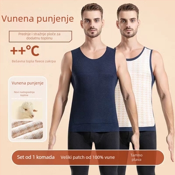 Muška termalna vesta s dvostrukim slojem, okrugli izrez, debeli materijal 201-250 g/m², acetate fiber 95-100%