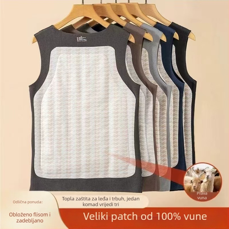 Muška termalna vesta s dvostrukim slojem, okrugli izrez, debeli materijal 201-250 g/m², acetate fiber 95-100%