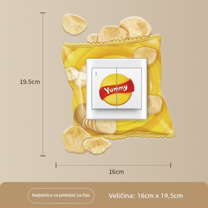 Kožna zaštita prekidača Gourmet serije – moderan minimalistički stil, prilagodljivo, Potato-Chip naljepnica za prekidač, za dnevni boravak/spavaću sobu/restoran