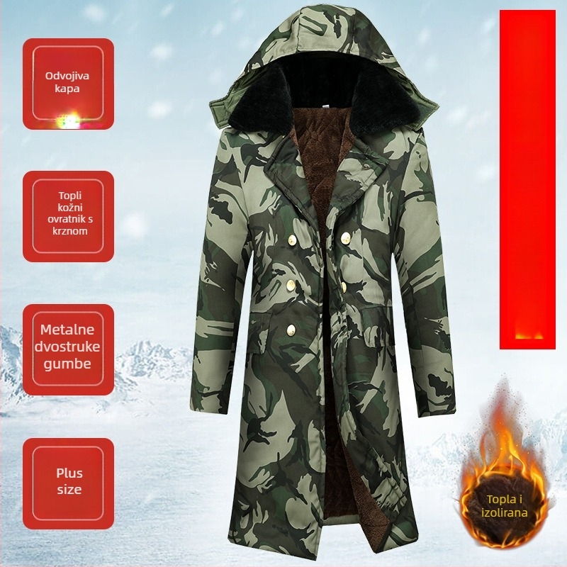 Muški maskirni vojni kaput, termalna izolacija, tkanina od kemijskih vlakana, kamuflažni uzorak, zimska i proljetna sezona.