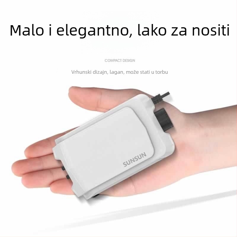 Kompaktna pumpa za kisik za akvarij, dvostruka upotreba, prijenosna i izuzetno tiha (napajanje AC, 40 dB, težina 1)