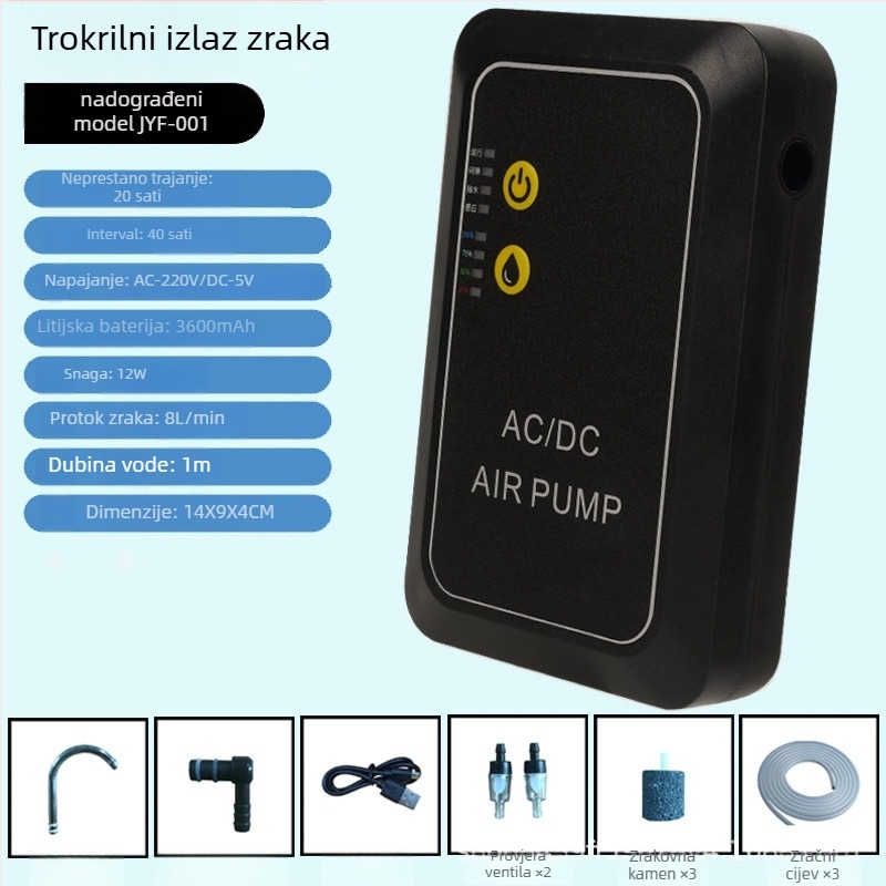Prijenosna punjiva pumpa za kisik za vanjski ribolov, 350 g