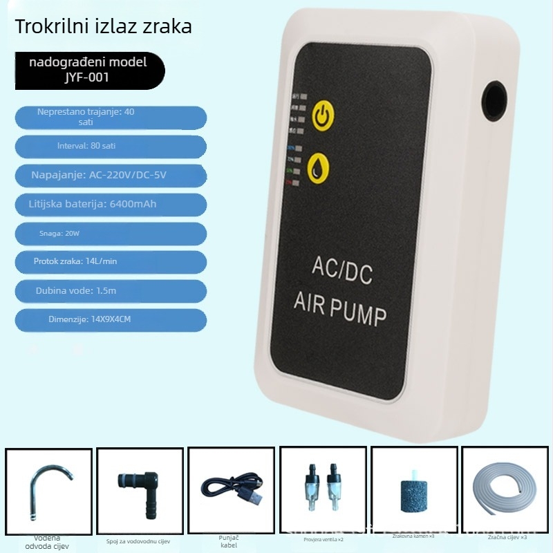 Prijenosna punjiva pumpa za kisik za vanjski ribolov, 350 g