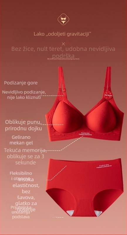 Set grudnjaka – bežični, bez šavova; puni košarici s tankim modeliranim košaricama; fiksne dvostruke naramenice; stražnje kopče s četiri reda kukica