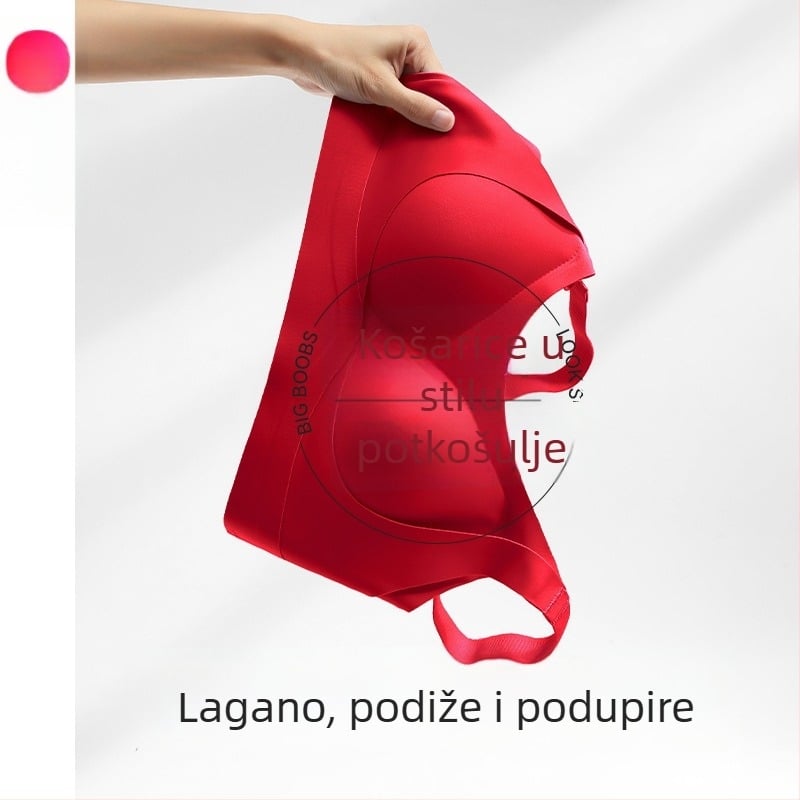 Ženski najlon grudnjak, push-up, s punim košaricama, protiv opuštanja, prozračan, crvena