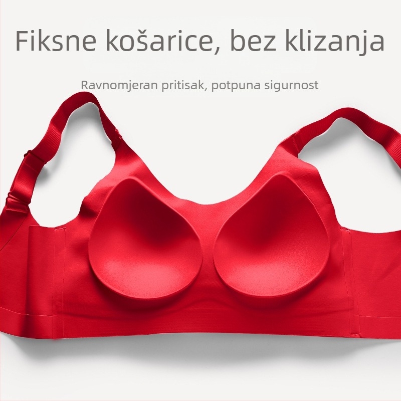 Ženski najlon grudnjak, push-up, s punim košaricama, protiv opuštanja, prozračan, crvena
