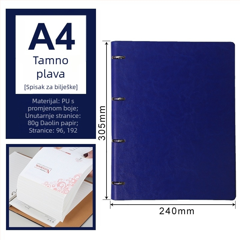 Luksuzni poslovni bilježnik s prilagodljivim logotipom, 100 stranica, jezgro s 6/9 rupa, stranice Forest papira