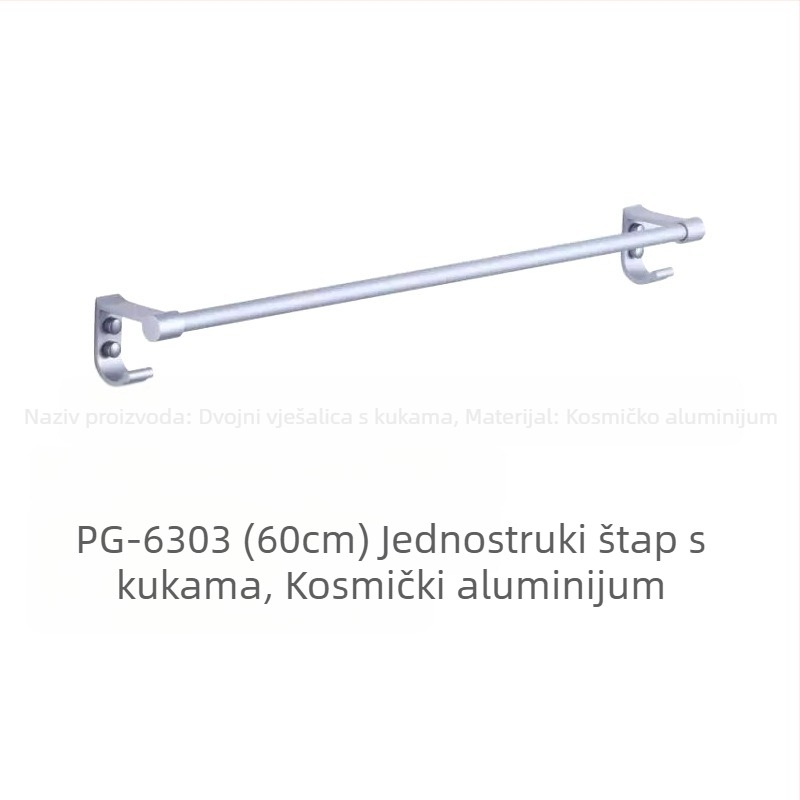 Držač za ručnike od Space aluminija, 2 razine, dvostruki stup, aluminijeva zlitina, oksidacijska površina, stil Light Luxury