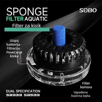 SB-533 akvarijski filter 3-u-1 s aeracijom, tiho rada, ugrađena kultivacija bakterija